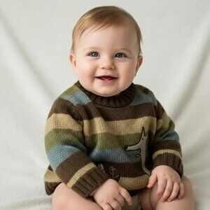 C'est La Vie Woodland Whimsy Striped Knit Sweater size 6 Months
